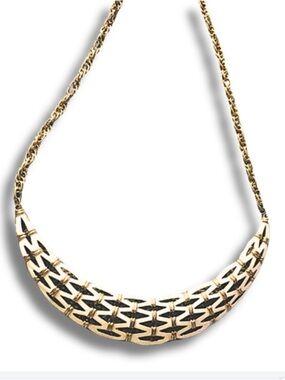Crown Trifari Vintage Gold Crescent Link Necklace - Women Jewelry